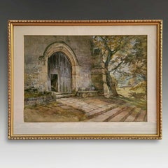 Antique British Watercolour of Haddon Hall by Joseph J. Jenkins, 19th Century