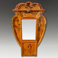 Importante specchio da salotto con intarsio in stile Art Nouveau di Émile Gallé, École de Nancy