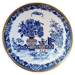 Antique First Period Dr Wall Worcester “Bat” Pattern Porcelain Dish, circa 1775
