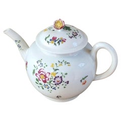 Antique First Period Dr Wall Worcester Meissen Style Botanical Teapot, ca 1765