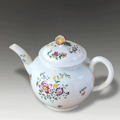 Antique First Period Dr Wall Worcester Meissen Style Botanical Teapot, ca 1765