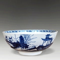 First Period Dr Wall Worcester Precipice Pattern Large Punch Bowl, ca 1765