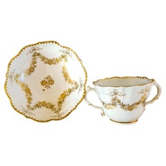 Antique First Period Worcester Chocolate Cup and Saucer by James Giles, ca 1770