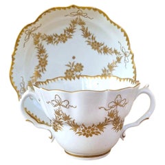 Antique First Period Worcester Chocolate Cup and Saucer by James Giles, ca 1770