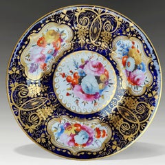 Antique Early Coalport Botanical Porcelain Display Plate, circa 1820