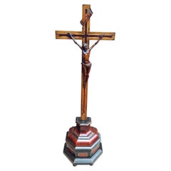Antique 18th Century Flemish Religious Fruitwood Corpus Christi Crucifix