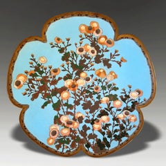 Antique Japanese Meiji Period Cloisonné Lobed Dish, 19th Century