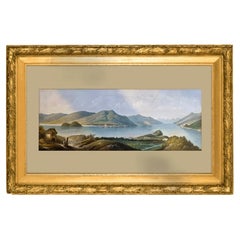 Antique Grand Tour Gouache Panorama of Lake Como and Bellagio, circa 1800