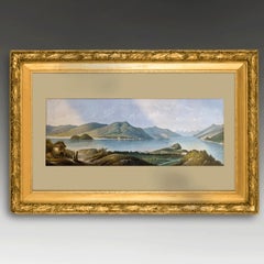 Antique Grand Tour Gouache Panorama of Lake Como and Bellagio, circa 1800