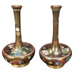 Pair of Japanese Meiji Cloisonné Incense Vases Attributed to Takahara Komajiro