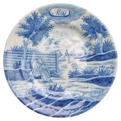 Dutch Delft De Porceleyne Bijl “Meij” Twelve Months Tin-Glazed Dish, circa 1770