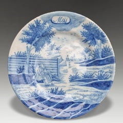 Dutch Delft De Porceleyne Bijl “Meij” Twelve Months Tin-Glazed Dish, circa 1770