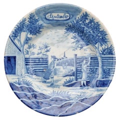 Dutch Delft De Porceleyne Bijl “September” Twelve Months Dish, circa 1770