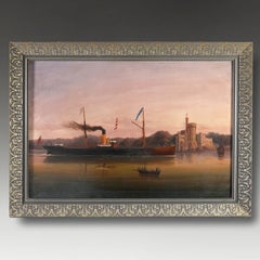 Antique British Maritime Oil Painting of the City of Dortmund, circa 1850–1860
