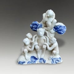 Antique Japanese Hirado Porcelain Monkey Group, Late Edo to Early Meiji Period