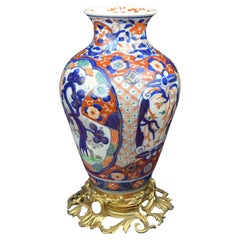 Antique Japanese Arita Imari Porcelain Vase with Ormolu Mounts, 19th Century