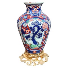 Antique Japanese Arita Imari Porcelain Vase with Ormolu Mounts, 19th Century