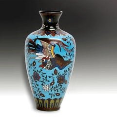 Antique Japanese Meiji Cloisonné Vase with Ho-Ho Bird, 19th Century