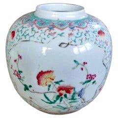 Late 19th Century Qing Dynasty Chinese Enamel Decorated Porcelain Ginger Jar