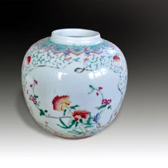 Late 19th Century Qing Dynasty Chinese Enamel Decorated Porcelain Ginger Jar