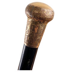 Late Victorian Engraved Gold-Filled Gentleman’s Dress Cane, circa 1885–1900