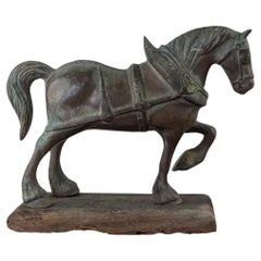 Mid-Victorian English Bronze Carriage Horse Saddler’s Trade Display, circa 1850