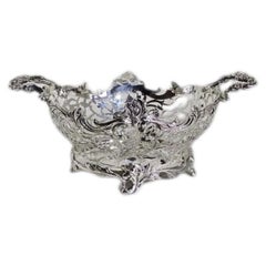 Antique Victorian Art Nouveau Sterling Silver Fruit Bowl, William Comyns, 1897