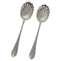Antique Edwardian Sterling Silver Serving Spoons, William Hutton & Sons, 1904