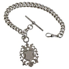 Antique Edwardian Sterling Silver Albert Watch Chain by Britton & Sons, 1919