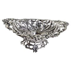 Antique Victorian Sterling Silver Repoussé Trinket Dish by Henry Matthews, 1894