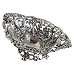 Antique Victorian Sterling Silver Repoussé Trinket Dish by Henry Matthews, 1894