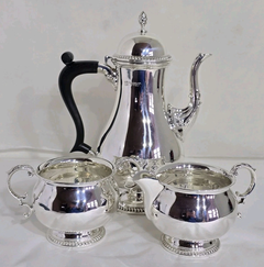 Barker Ellis Sterling Silver Three-Piece Coffee Service, Elizabeth II 1979