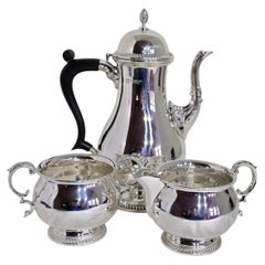 Barker Ellis Sterling Silver Three-Piece Coffee Service, Elizabeth II 1979