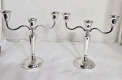 Pair of Harrison Brothers Sterling Silver Three-Light Candelabras, 1995