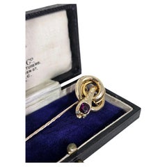 Antique Victorian 9ct Gold Garnet and Diamond Serpent Stickpin