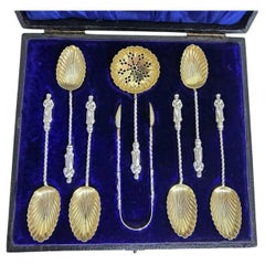 Antique Victorian Sterling Silver Tea Spoons, Birmingham 1895