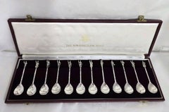 Set of Twelve Sterling Silver Historical Figure Seal-Top Spoons, 1978–1979