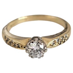 Vintage 18ct Yellow Gold Asprey & Co Diamond Solitaire Ring, London