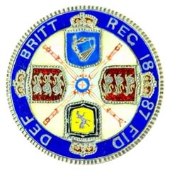 Victorian Silver Enamelled Jubilee Coin Brooch, 1887