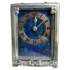 Kutschenuhr aus Zinn und Emaille von Liberty & Co., Archibald Knox zugeschrieben