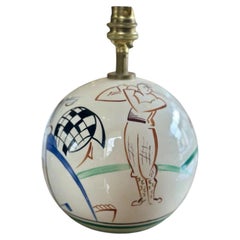 Gray’s Pottery ‘Golfers’ Spherical Art Deco Ceramic Table Lamp