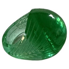 Highly Rare René Lalique French Art Deco Green Moulded Uranium Ring Ring