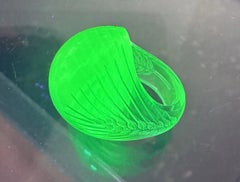 Highly Rare René Lalique French Art Deco Green Moulded Uranium Ring Ring