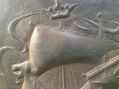 Keswick School of Industrial Arts Copper Viking Ship Firescreen