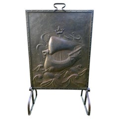 Keswick School of Industrial Arts Copper Viking Ship Firescreen