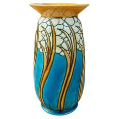 Minton Secessionist Art Nouveau Tube-Lined Ceramic Vase