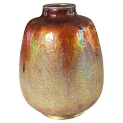 Alexandre Marty Limoges Art Deco Flambé and Frosted Enamel Vase