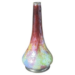 Jules Sarlandie, Limoges, emaillierte Kupfer-Miniatur-Flambé-Vase