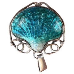 Arts and Crafts Newlyn School Silver and Enamel Shell Pendant