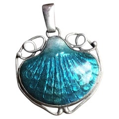 Arts and Crafts Newlyn School Silver and Enamel Shell Pendant